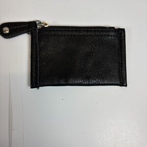 Marc Fisher Black Leather Zip Wristlet / Wallet Pouch